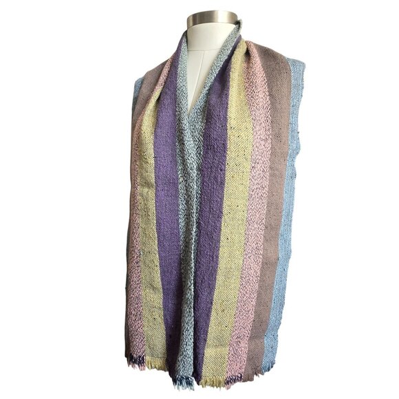 Woven Striped Scarf Grey Brown Peach Purple Blue 68 Inches CM2004 - Picture 6 of 6